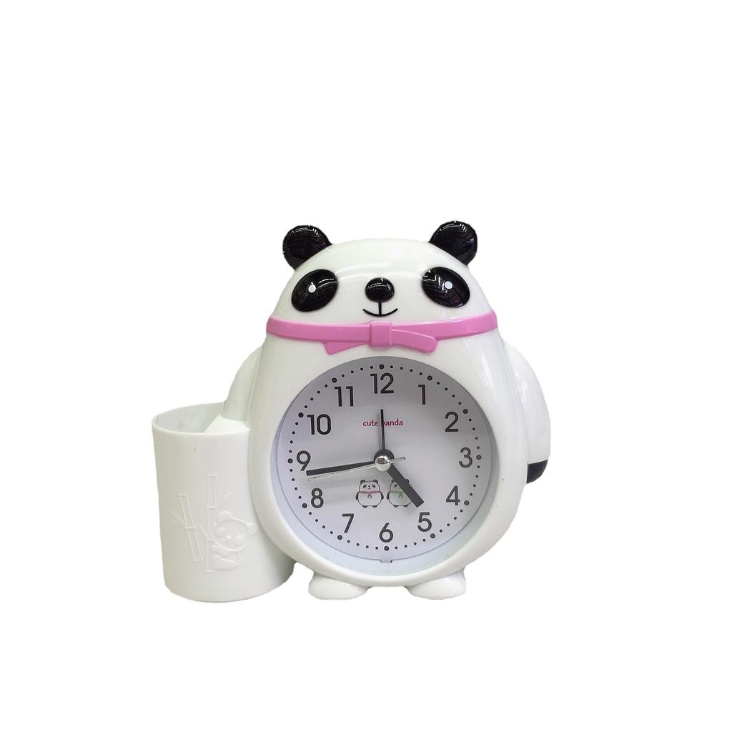 New Multi-Function Panda Pen Holder Bedroom Alarm Clock Cartoon Gift Student Lazy Wake-Up Watch Premium Durable