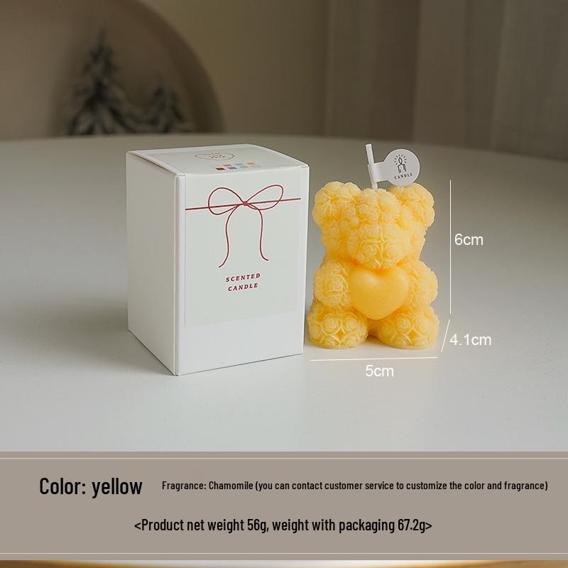 Rose Bear Scented Candle - Valentine's Day Gift, Party Favor, Creative Atmospheric Ornament