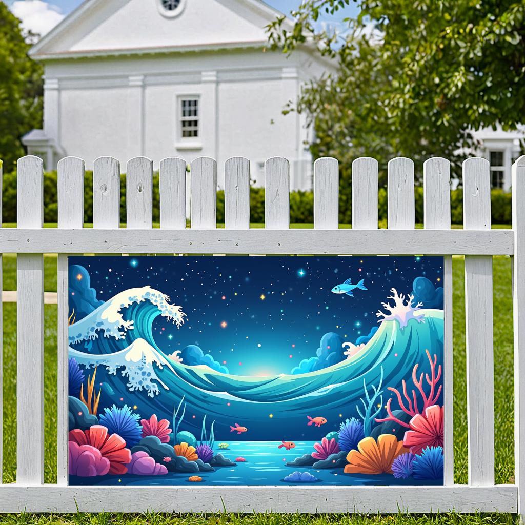 Ocean Display Vibrant Mural Themed Murals Eye-catching Design for Party
