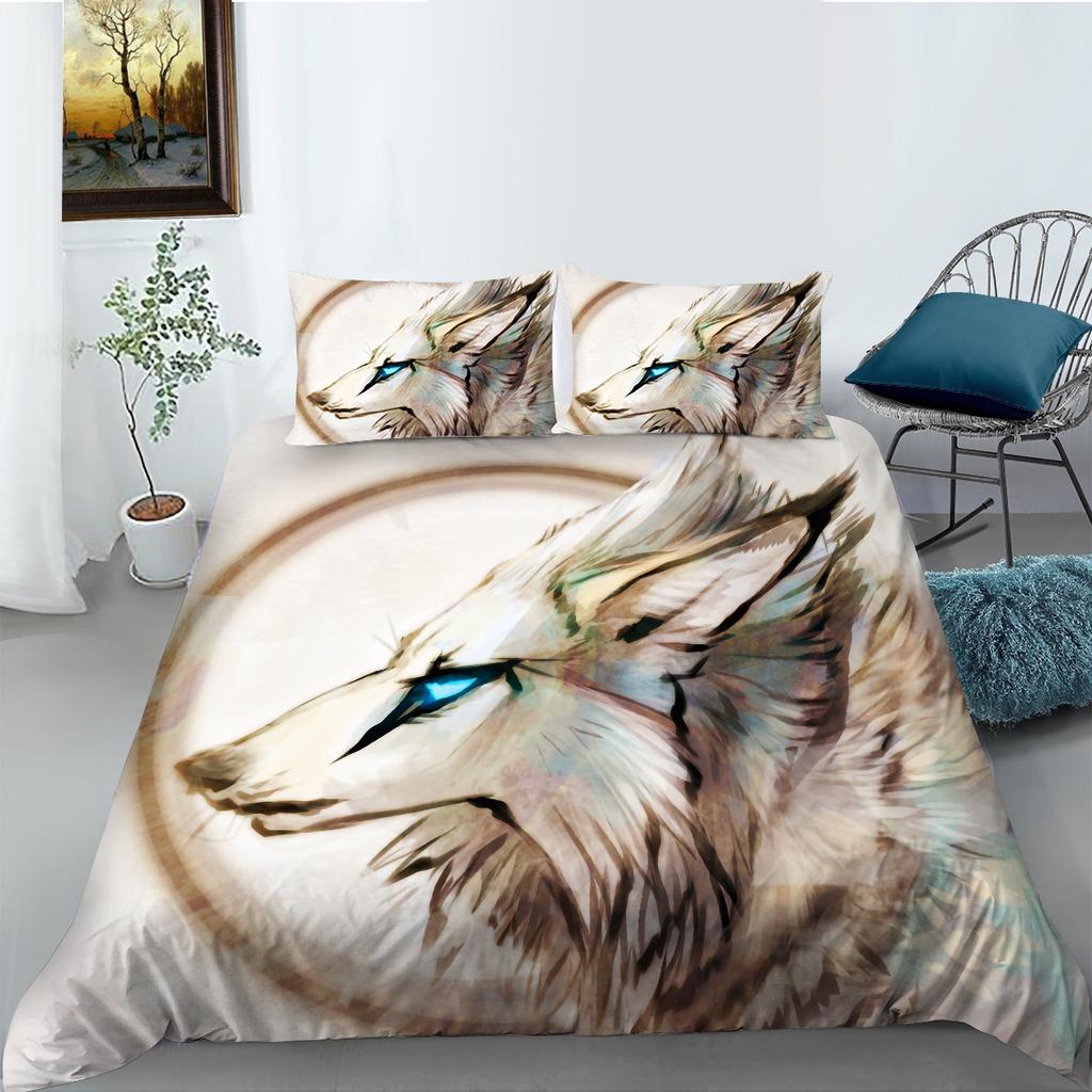 Wolf Series Digital Printed Duvet Cover Pillowcase Two-Three-Piece Polyester Fashion