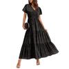 Dámské splývavé šaty Dámské letní šaty Ležérní maxi šaty s krátkým rukávem Formální maxi šaty