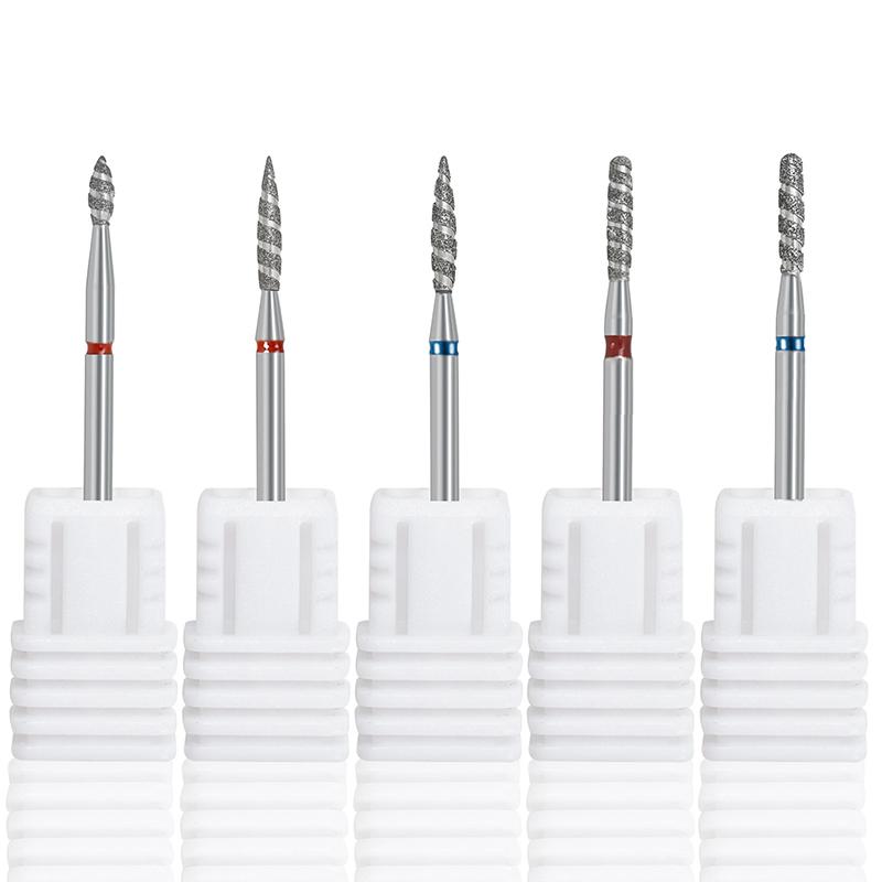Diamond Nail Bits Tornado Flame Cuticle Drill Bit Manicure Cutter Rotary Burr Drill Accessories Spiral Nail Polishing Mills Tool