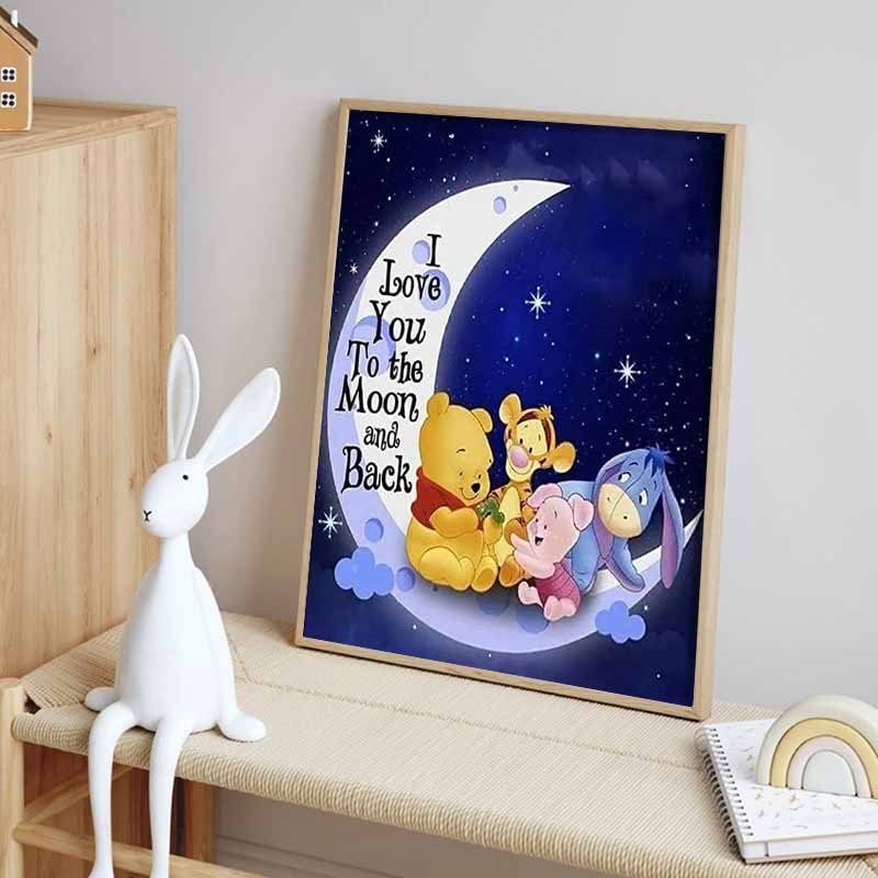 Disney Diamond Painting Winnie The Pooh and Friends Above The Moon Painting DIY Kit Adult Arts and Crafts Home Decor and Gift