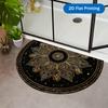 1 Stück Schwarze Goldene Mandala Halbkreis Willkommens-Fußmatte Rutschfest für Außenbereich Terrasse Veranda Küche Badezimmer Eingangsbereich Bodenmatte