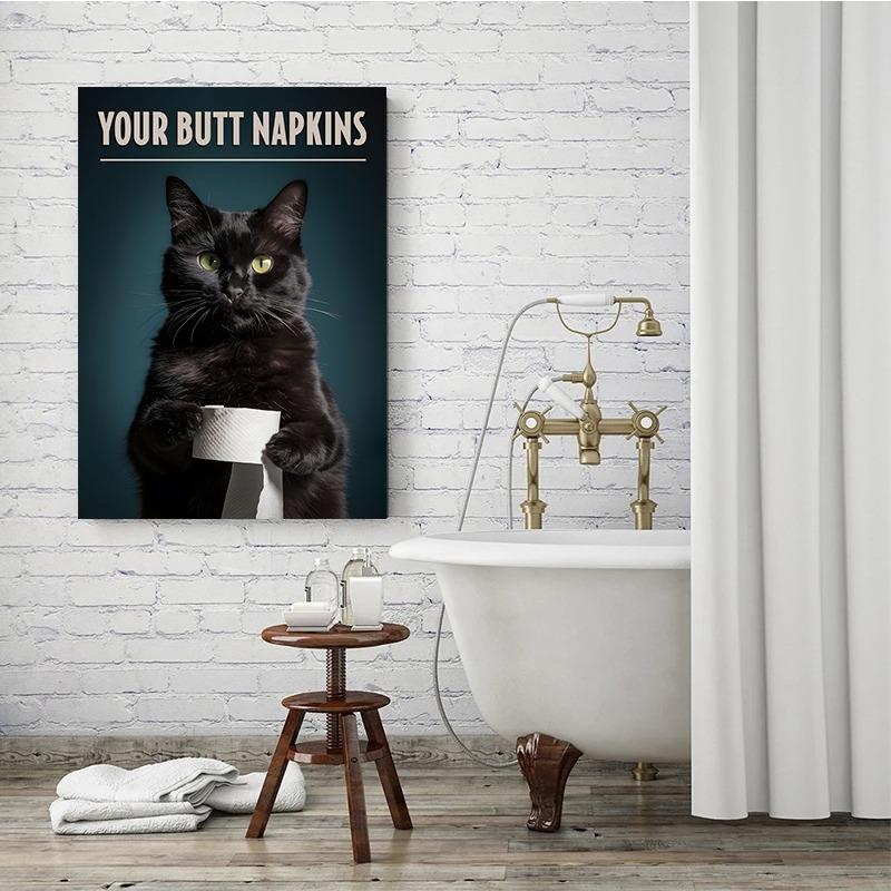 Your Butt Napkins Canvas Painting Panda Cat Raccoon Monkey Pug Poster Prints Funny Toilet Picture Modern for Bathroom Decor