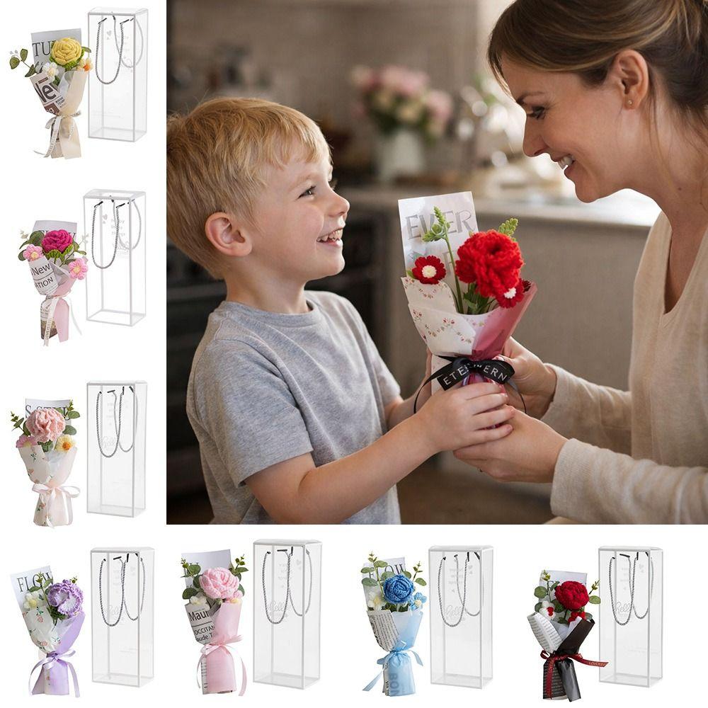 Photography Props Crochet Flowers Bouquet Knitted Eternal Simulated Flowers  Valentine'S Day