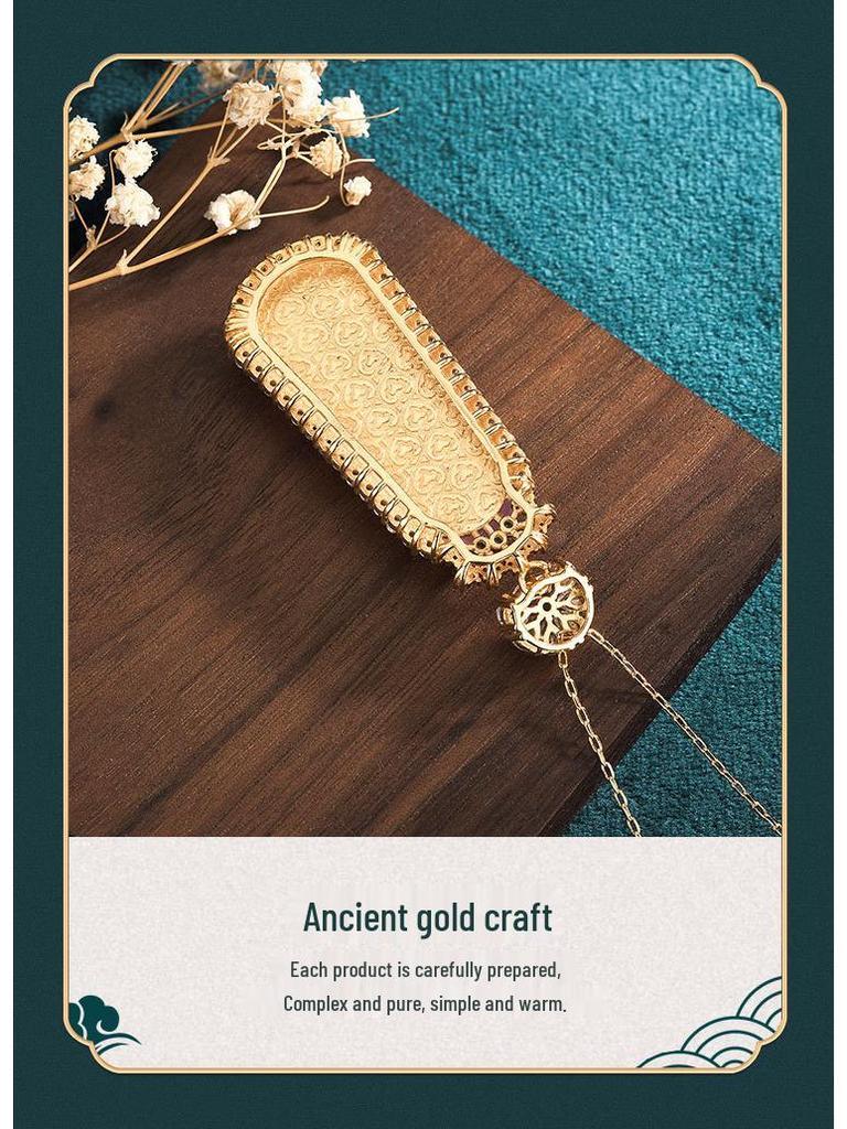 Collier Pendentif Amulette de Paix en Cuivre Doré Style Chinois Printemps/Été 2022 Agate Violette Naturelle