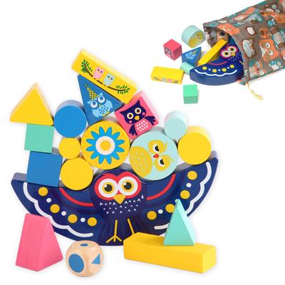 Shinse Wooden Building Blocks Balance Game, Montessori Educational Toy, Develops Concentration, Fine Motor Skills, Shape Recognition, and Creativity,