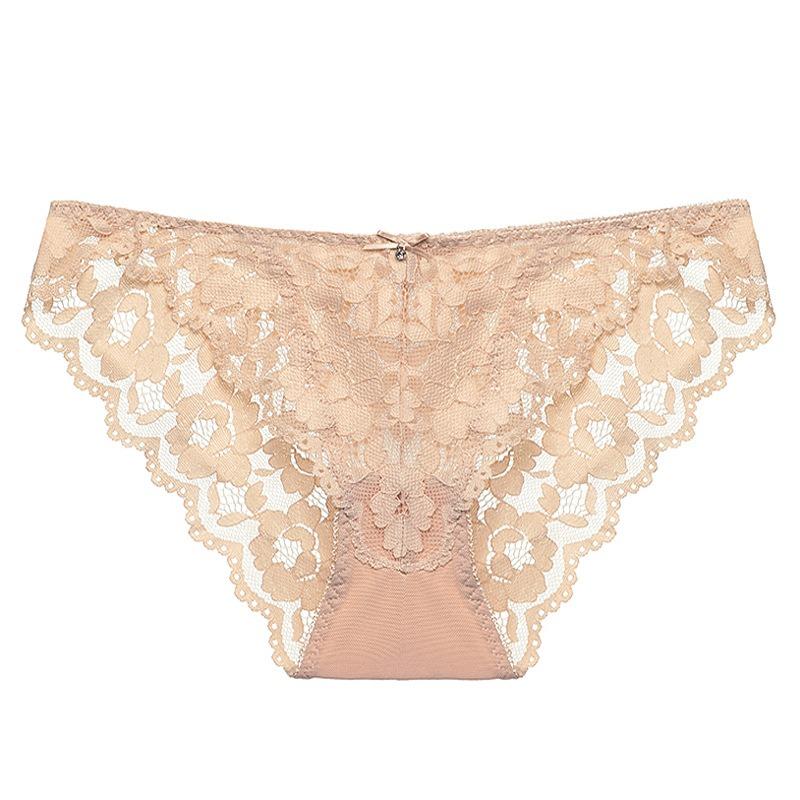 Women Sexy Sheer Lace Low Waist Triangle Briefs Cotton Crotch Hip Lifting Panties