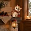 Accesoriu pentru terasă exterioară Figurină Bufniță de Crăciun cu Felinar LED, Sculptură Animal Decorativă din Rășină, Decor Creativ pentru Raft Masă de Sărbătoare