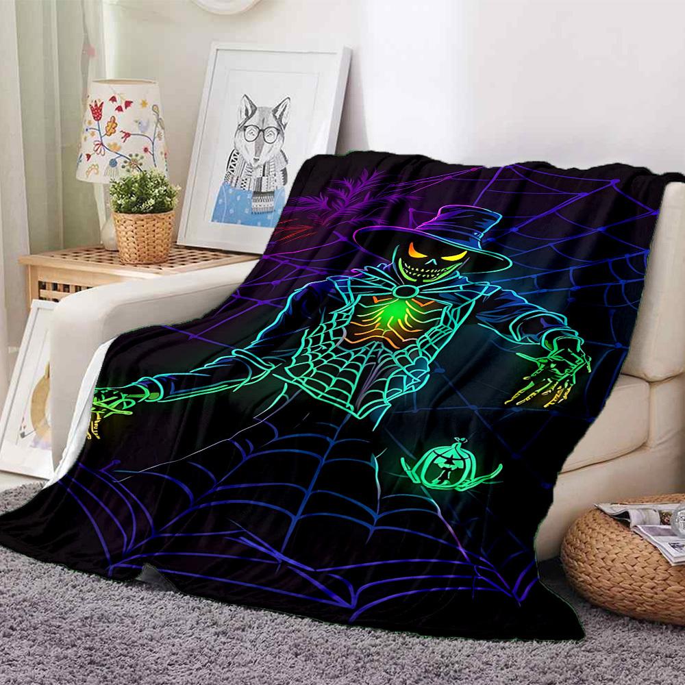 

1pc Skull Halloween Blanket, Lightweight Flannel Blanket for Sofa, Bed, Travel, Camping, Living Room, Office,138 130cmx150cm