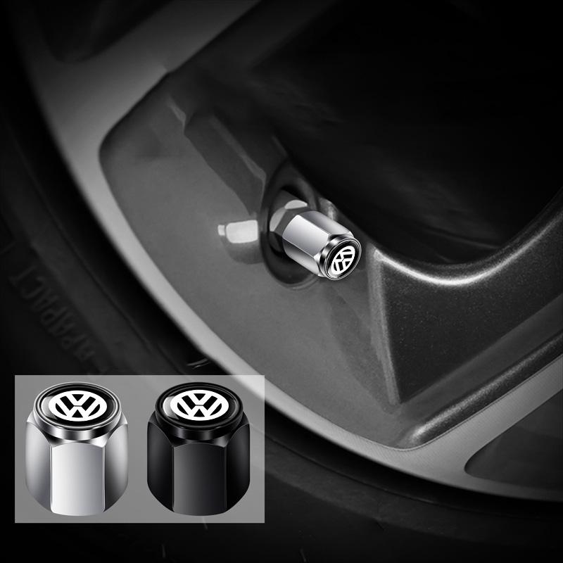 4Pcs Car Styling Wheel Tires Bolt-in Valve Caps For Volkswagen VW Passat B6 B5 B7 Golf 4 5 6 Teramont ID3 GTI Polo Touareg Jetta ci1