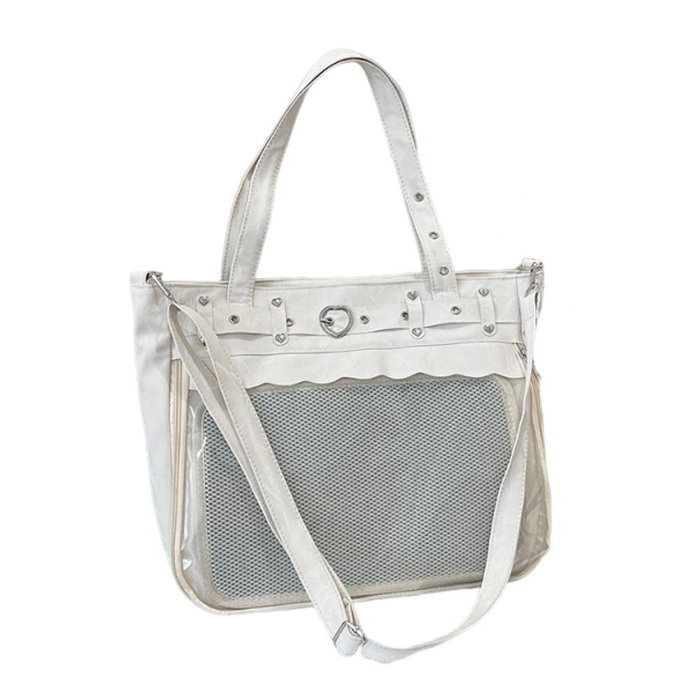 

Transparent Ita Bag Large Capacity Pure Color Y2K Tote Bag Lightweight Material Minimalist Style Large Capacity Bag School Use бежевый