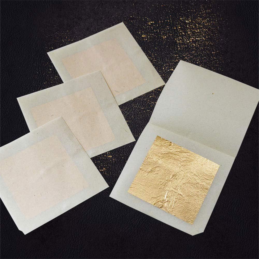 100pcs Imitation Gold Silver Foil Paper Sheets Leaf For Art Gilding Crafting Painting Furniture Drip Glue Decoration 3.15"x3.35"