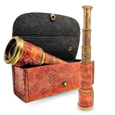 Engravable Working Brass Telescope with Leather Box, Pirates Spyglass, Boating Gift, Graduation Gifts, Anniversary Gifts
