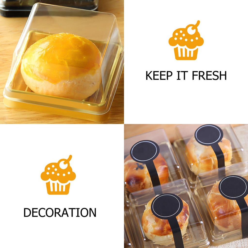 100Pcs Safe Food Grade Square Packaging Box Transparent Lid Cake Dessert Container for Bakery Items Wedding Birthday Anniversary