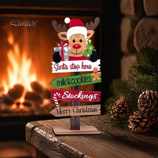 Christmas Decorations for Fireplace Table Decoration, Rustic Wooden Tabletop Sign, Vintage Farmhouse Decorative Desktop Plaque Holiday Party