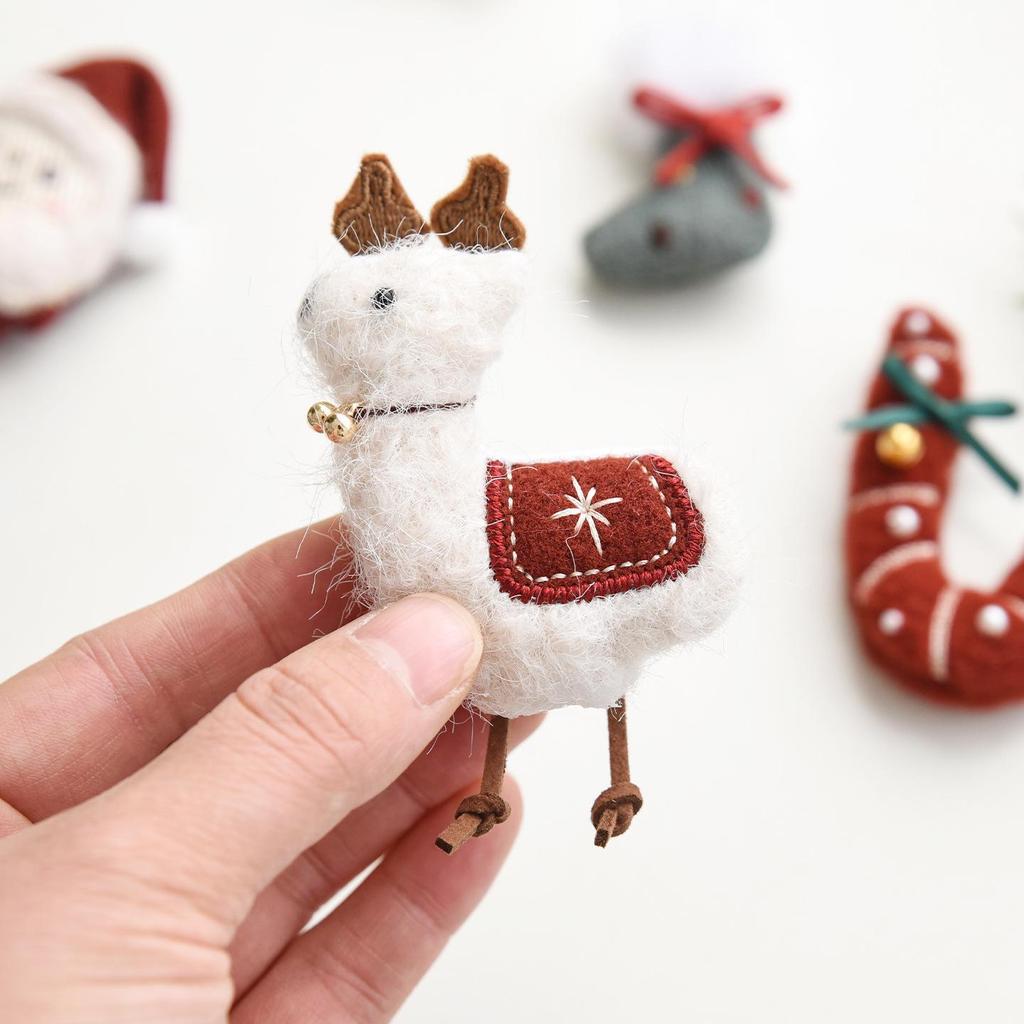 NUCHI Wool Felt Christmas Ornaments: Elk, Star, Snowman, Cane - DIY Decorations