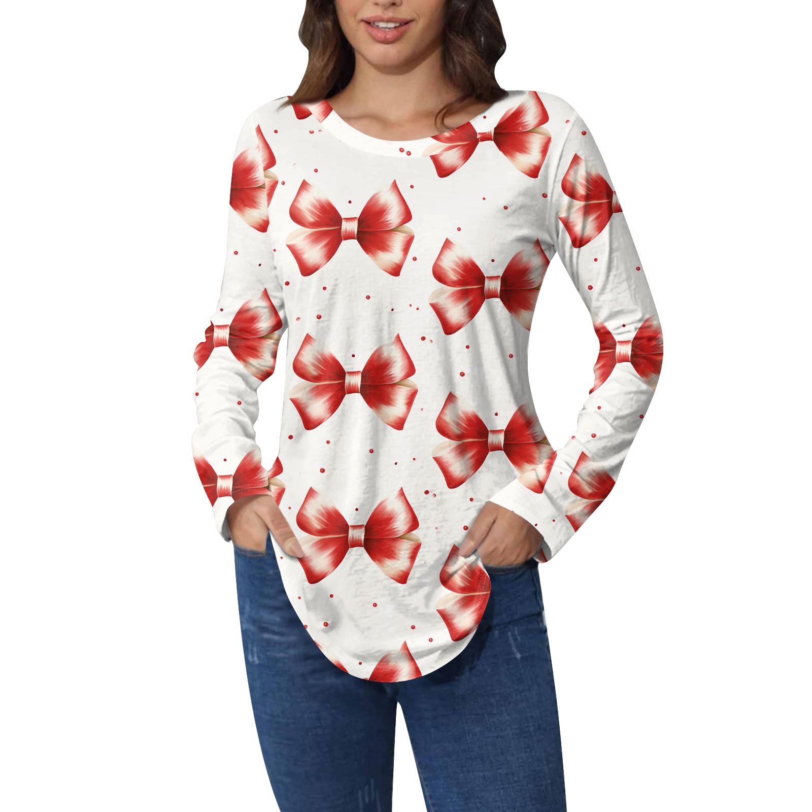 

Футболки женские осенние повседневные рубашки с длинным рукавом толстовка винтажный графический принт топ пуловер ко Дню святого Валентина M белый