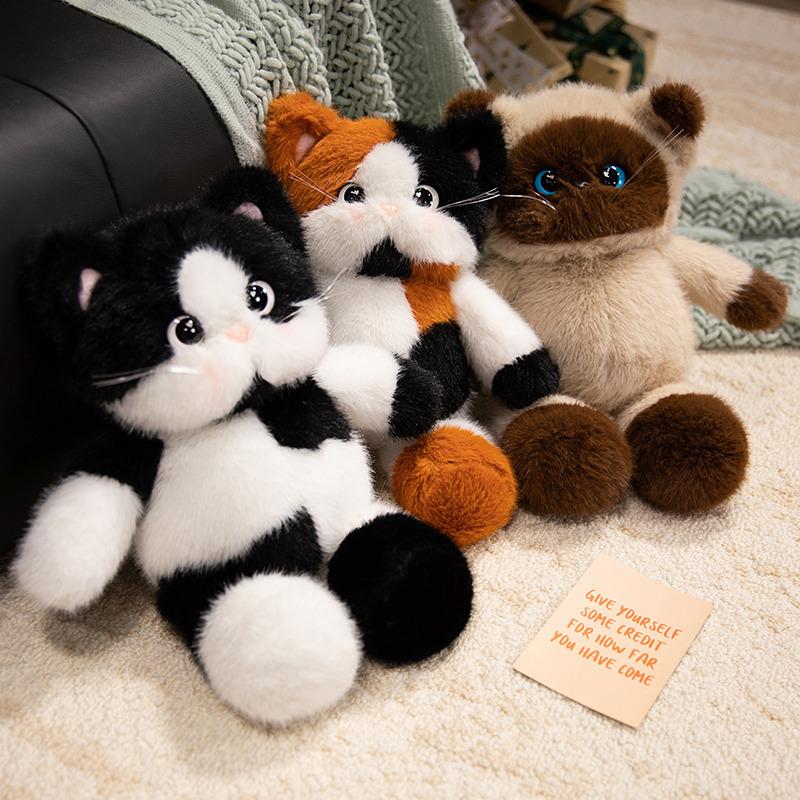 Cartoon Kitten Soft Three-Flower Cat Siamese Cat Doll Plush Toy Cow Cat Toy Children'S Puppet Gift