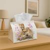 1pc Tissue Box Holder 2025 08 17 23 18 27 Features an Adorable Quokka Family Amidst Blooming Spring Flowers. It'S a Versatile Napkin Dispenser Suitabl