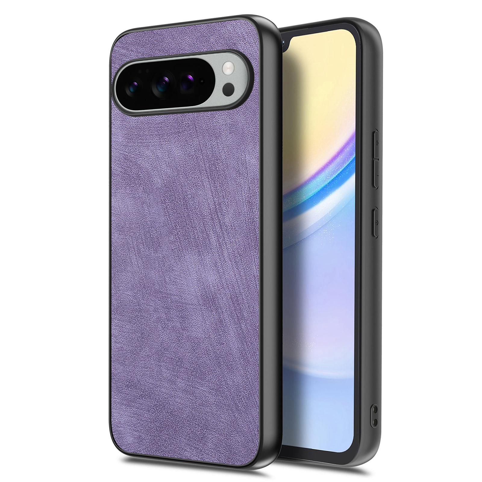 

For Google Pixel 10 Pro XL Case Shockproof Slim Retro Leather Phone Back Cover Purple