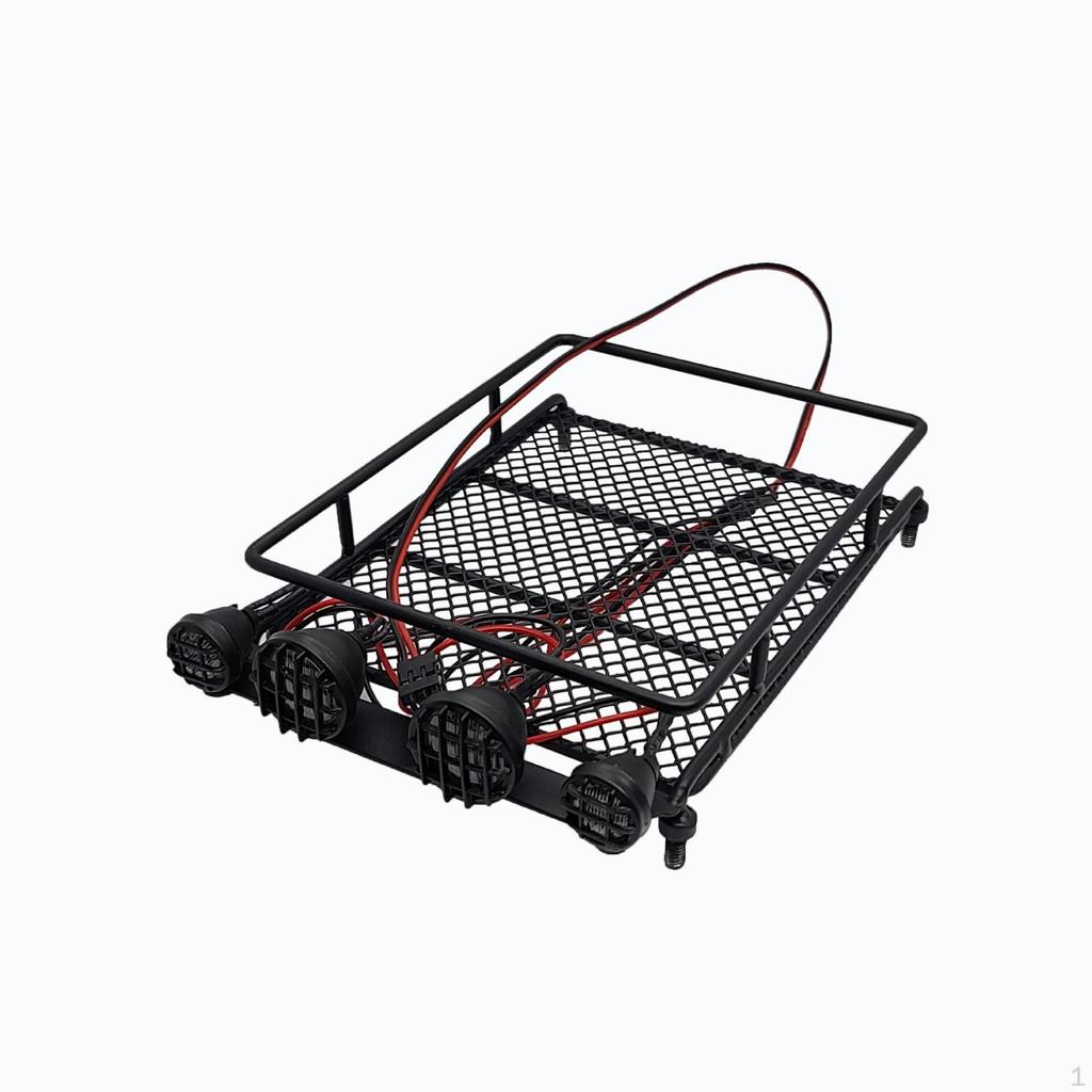 RC Roof Rack with Mesh Surface Metal Crawler Luggage Realistic for Scale Model Upgrades Red