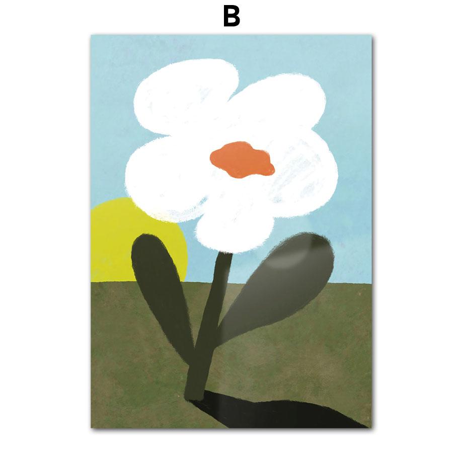 Retro Flowers Vase Leaves Gallery Colorful Funky Poster And Prints Wall Art Canvas Painting Wall Pictures For Living Room Decor