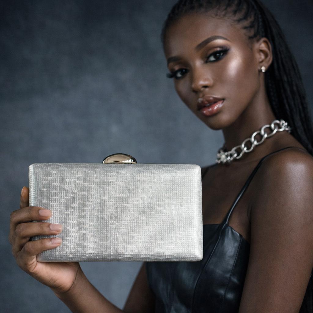 Pu Shape Dinner Bag One Shoulder Crossbody Fashion Personality Celebrity Dinner серебряный