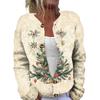 Women's Fashion Christmas Printed Long Sleeve Knitted Cardigan Button Down Jacket