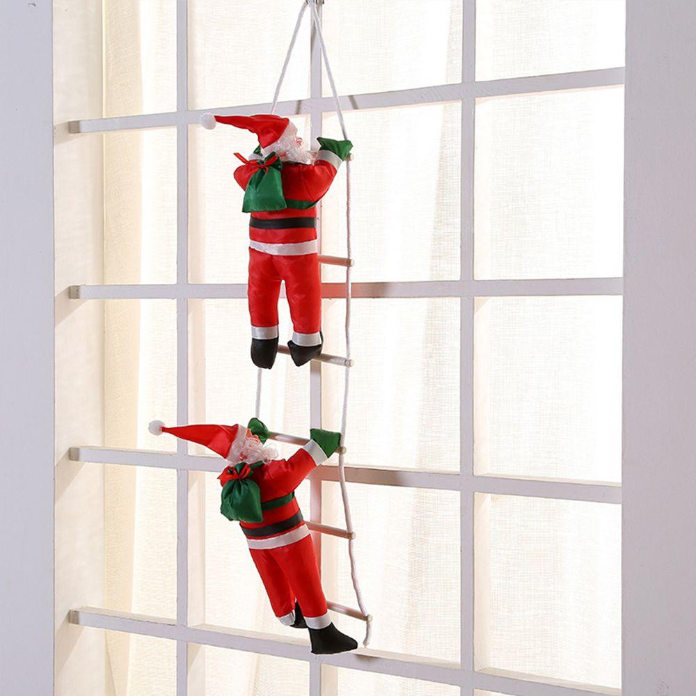 

Creative Window Decor Cute Xmas Ornaments Santa Claus Party Ornament Climb Ladder Doll 2 person