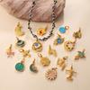 Cross-border Trend Multi-element Metal Pendant: Drip Glaze Rhinestone Star, Moon & Planet Shape DIY Accessory