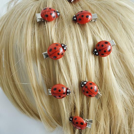 10Pcs Women Hair Clips Anti-slip Teeth Ladybug Decor Hairpins Bangs Buns Braids Multi-Purpose Styling Hair Pins