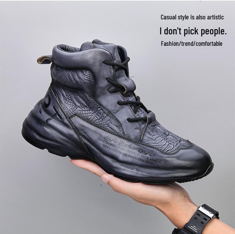 2021 European Autumn/Winter Trendy Men's Cowhide Platform Dad Shoes