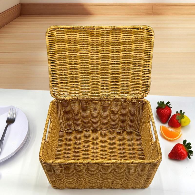 Handmade Imitation Rattan Storage Basket for Organizing Clothes, Snacks, Toys, and Books In Living Room - Large Capacity.