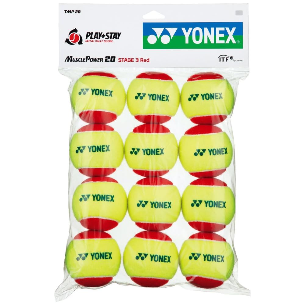 YONEX Muscle Power TMP20 Tennis Balls for Kids Age 3-8, 12 Pack, Durable and High Performance