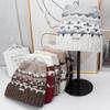 Cute cat ear wool hat Nordic style jacquard knitted hat women's autumn and winter outdoor warm cover loose thickened hat tide