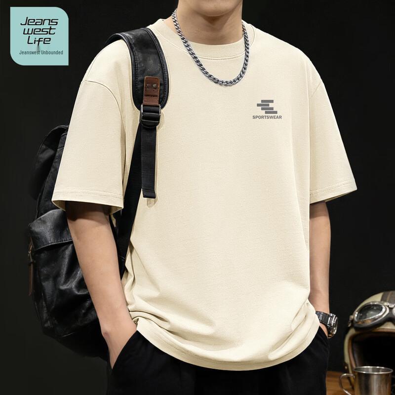 

JEANSWEST LIFE Men s Cotton Round Neck Loose Fit Short Sleeve T-Shirt M