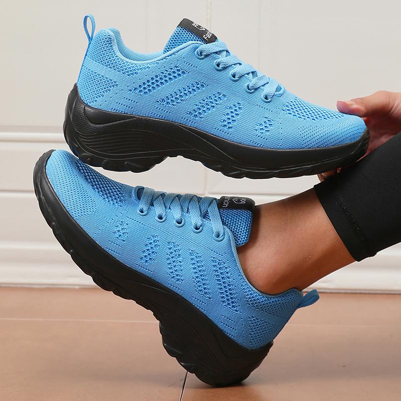 Neue Damen Laufschuhe Modisches Schnürdesign Atmungsaktives Mesh Strapazierfähige Gummisohle Fitness Langstrecken Reiseschuhe