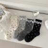 Female Spring and Autumn Sweet Lace Lace Pin Bead Bow Ballet Style Boneless Drum Pile Socks