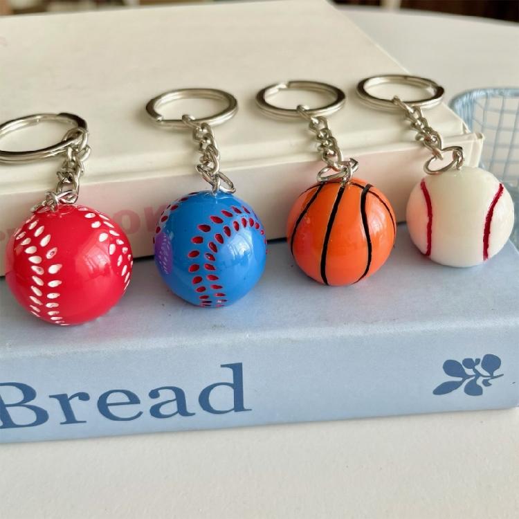 Unique Sports Keychain Resin Football Basketball Volleyball Charm Creative Decoration Gift For Coaches Players Fan
