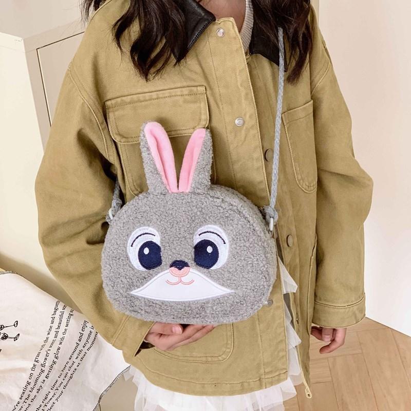 Plush Cartoon Rabbit Bear Animal Shoulder Bag For Kids With Loadreducing Design For Daily Use