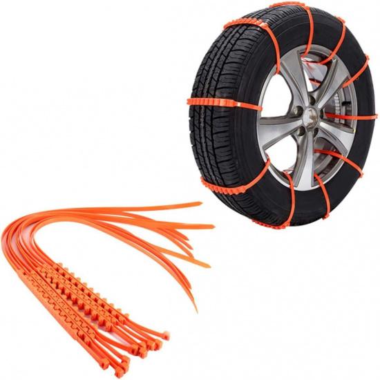 Low Temperature Resistant 10 Pcs/Set Reusable Tire Chains, Easy to Install Wheel Chains, Orange Colour for Car Truck Snow Chains Car Snow Chains for