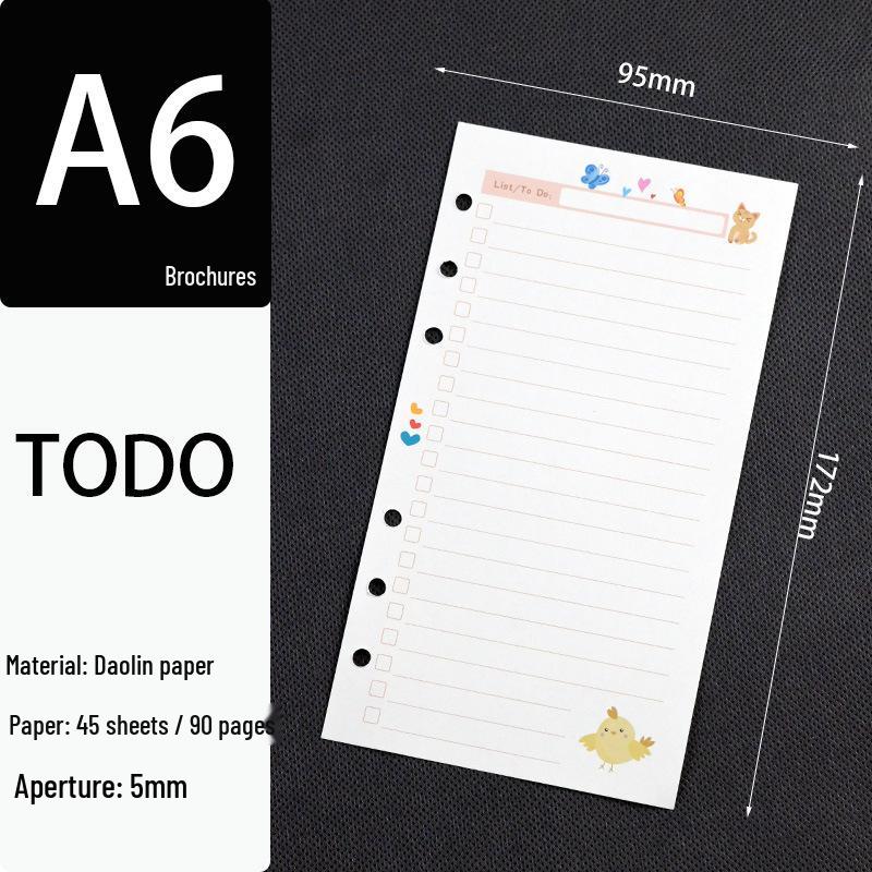 A6 Loose-Leaf Binder Refill: 6-Hole Planner & Budget Notebook Sheets