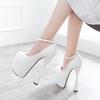 Strap Women's Heeled Sexy Platform Fashion Fetish High Heels Round Toe Pumps Black White Office Party Shoes Women Large Size 50
