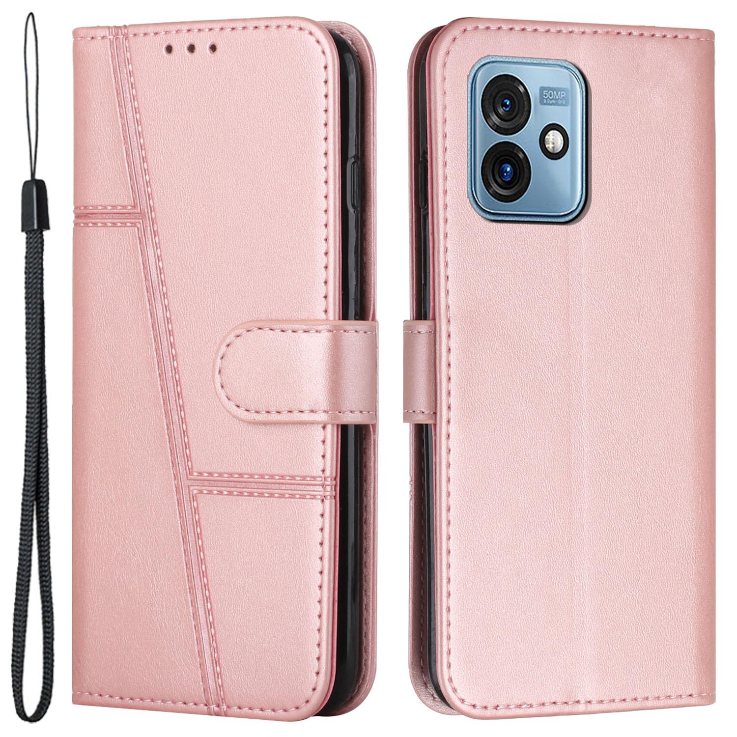 

For Motorola Moto G 5G (2023) PU Leather Wallet Phone Case Stand Protective Phone Cover Rose Gold