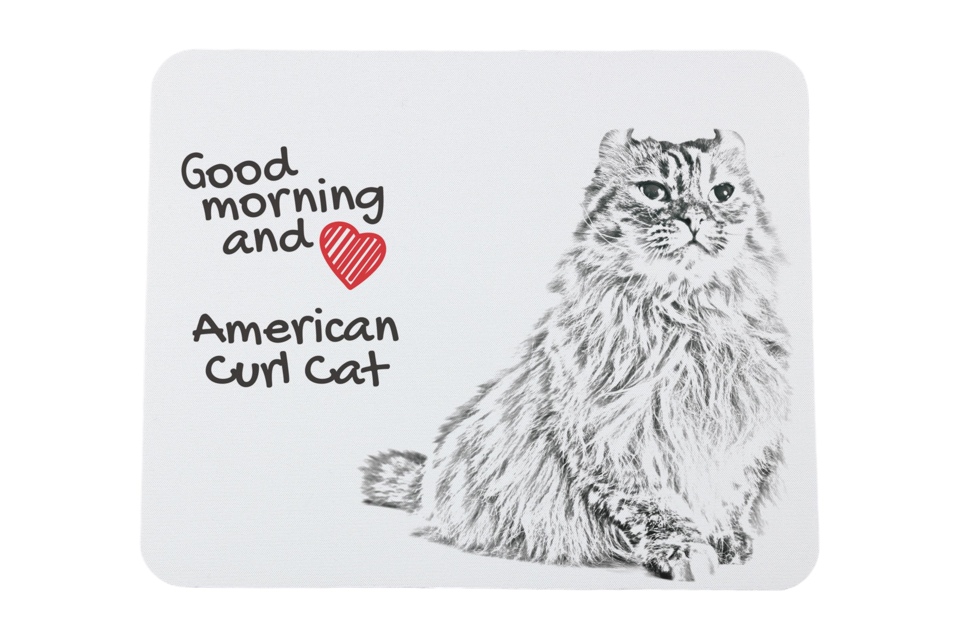 

American Curl - mouse pad with print, personalized cat pad, unique gadget for an office worker from the Art-Dog brand білий