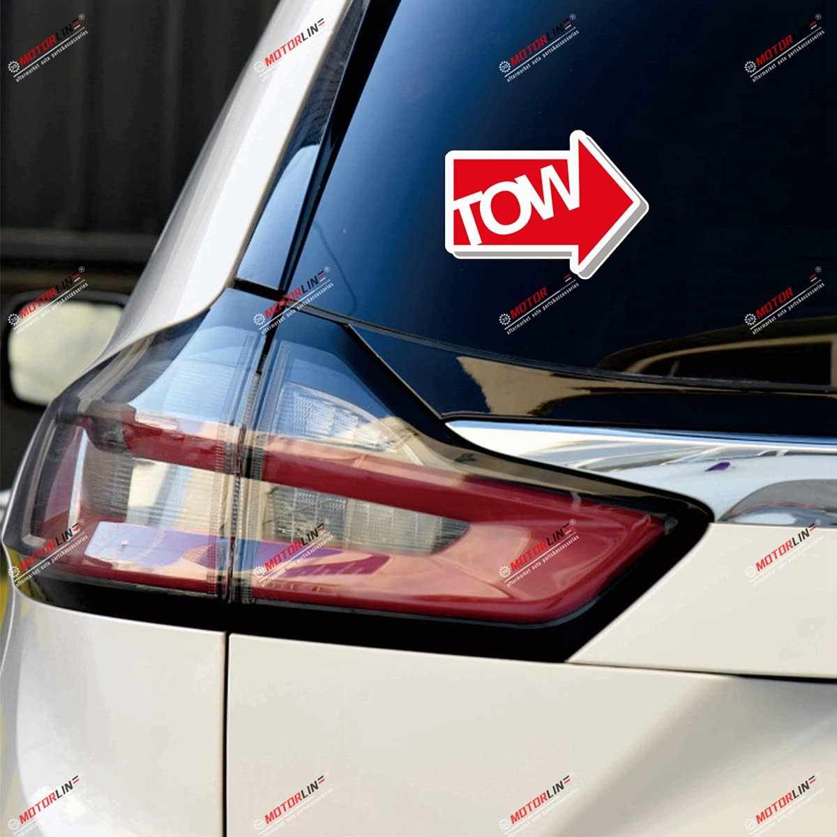 2X Reflective 4   Tow Arrow Sign Red Decal Sticker Car Truck Vinyl