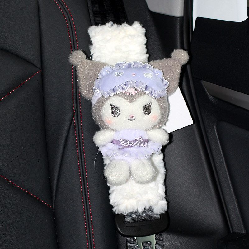 

Car Seatbelt Shoulder Pads Pajamas Sanrio Cute Car Seatbelt Decoration Interior Cartoon Plush Couple Cool Eye Mask [White Plush Shoulder Cover] 1 Piece