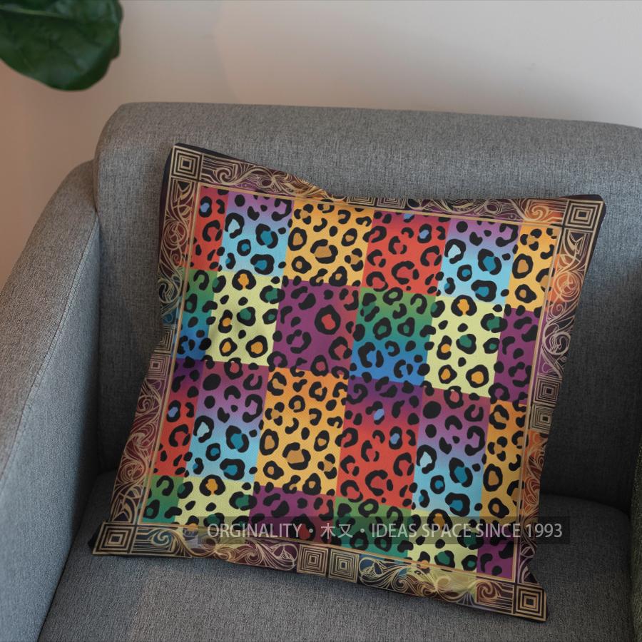 Federa per Cuscino Decorativa 2D con Fantasia Leopardo e Serpente Copricuscino Adatto per Divano Camera da Letto Auto